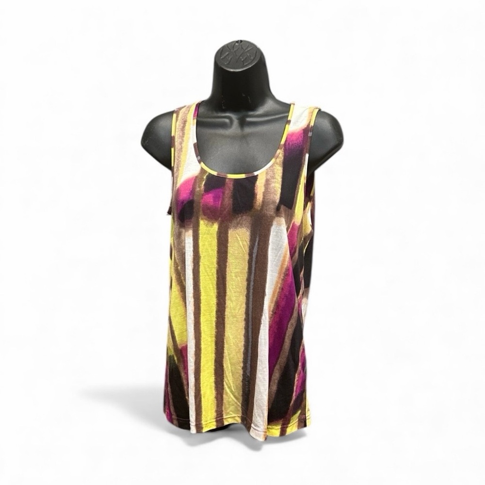 Kenneth Cole Multicolor Striped Scoop Neck Tank Top